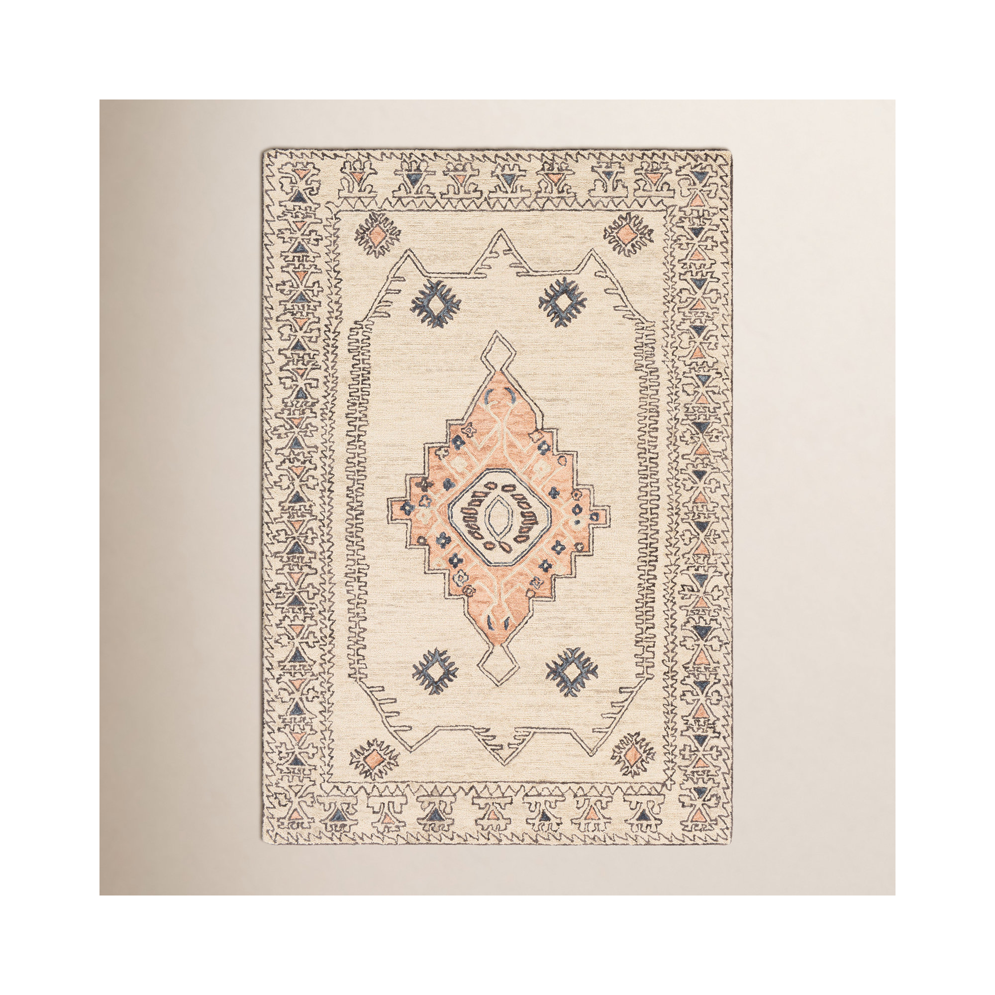 Moore Handmade Wool Beige/Ivory/Gray Rug, Rectangle 8'10" x 12'