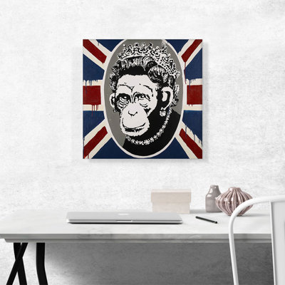 «Monkey Queen» par Banksy, reproduction d'art sur toile tendue