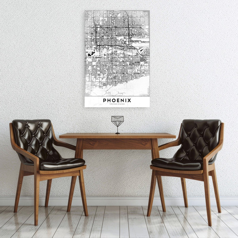 Phoenix Street Map Abstract Contemporary Architecture City Wall Art Print 1 Piece Wrapped Canvas Wall Art