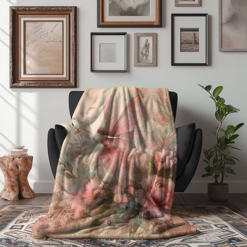 Mystery Meadow Memoirs - couverture en sherpa de qualité supérieure 1 pièce - reproduction d'art luxueuse, Lit simple