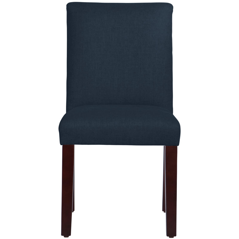 20'' H Upholstered Dining Chair, Classic Navy Linen, Espresso