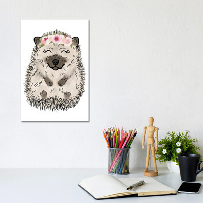 Floral Crown Hedgehog by Katie Bryant - Wrapped Canvas Gallery-Wrapped Canvas Giclée