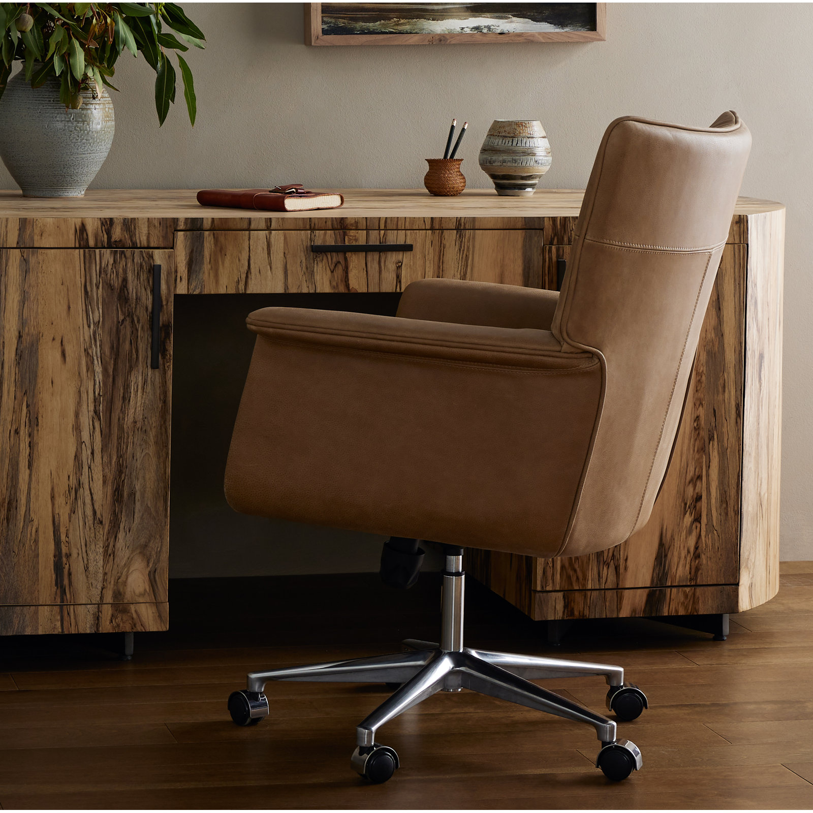Savita Genuine Leather Adjustable Office Chair, Palermo Drift Top Grain Leather