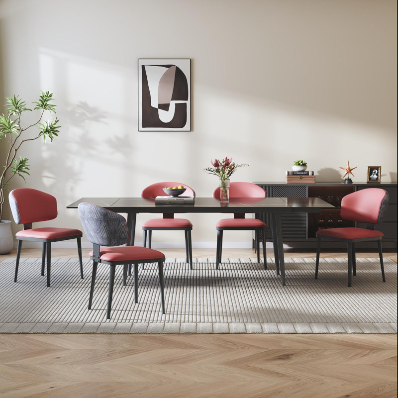 Otho Modern 63" to 94" Extendable Rectangular Dining Table For 6-10, Black