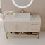Meuble-lavabo moderne 47,2 po avec lavabo vasque en céramique, armoire autoportante dorée