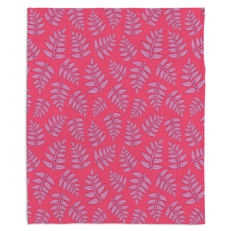 Couverture rose sherpa kenia leaves, l 51 po x L 60 po
