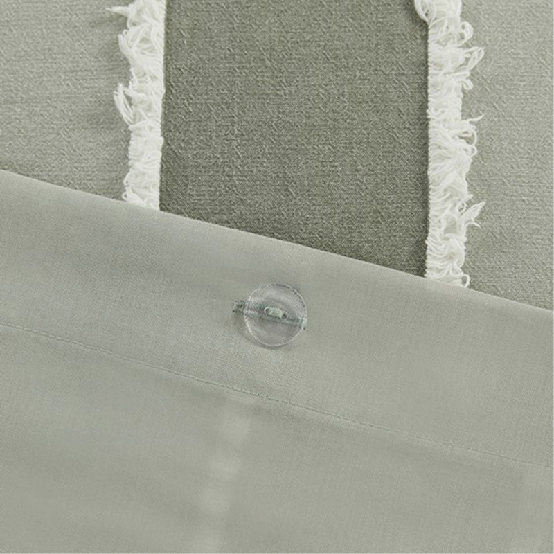Ensemble de housse de couette en coton rayé pour lit double / grand 3 pièces, Rayures vertes