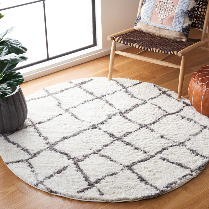 Tapis à poils longs Zettie, Rond 5 pi 1 po