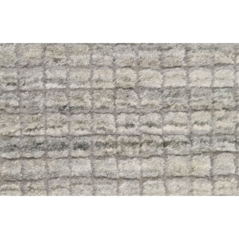Hand Knotted Geometric Area Rug in Beige/Gray, Rectangle 8' x 10'