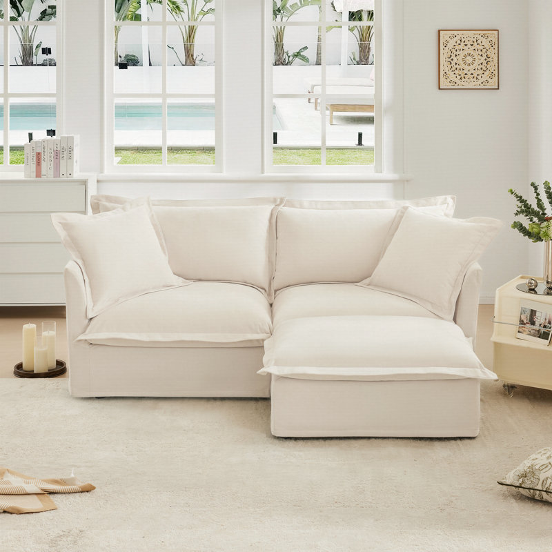 Canapé modulaire à 2 places Australis, Chenille crème, H 34,6 po x l 83,4 po x P 33 po