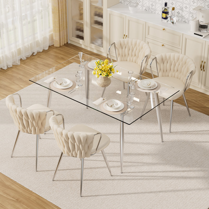 Ensemble de salle à manger 5 pièces, Beige, H 30 po x L 51 po x l 31,5 po