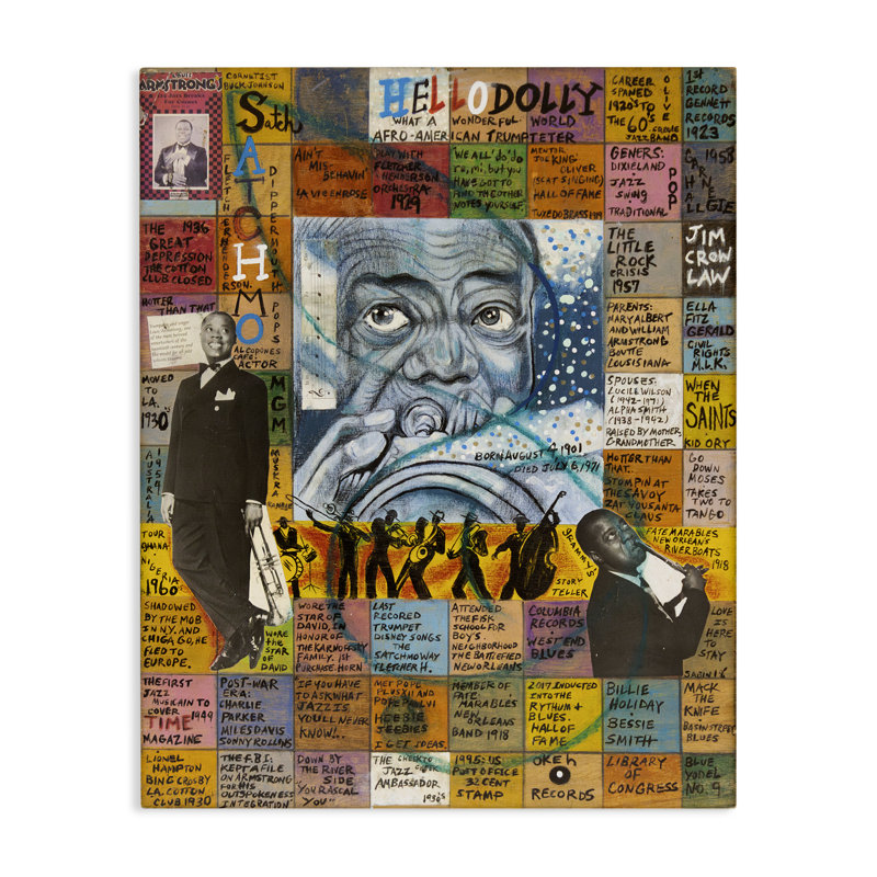 Art mural sur toile Louis Armstrong par Sabin, H 40 po x l 30 po