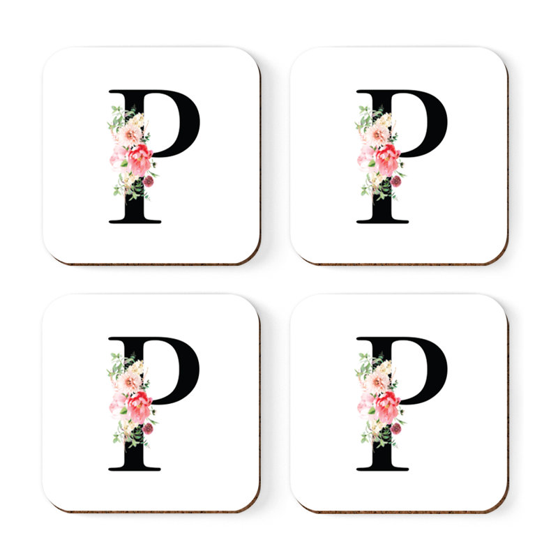 Sous-verre à motif floral rosé, P