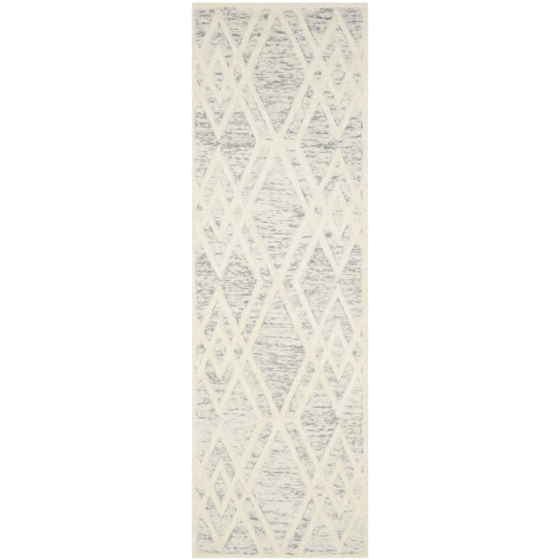 Deedgra Hand Tufted Wool Geometric Rug, Runner 2'6" x 8'