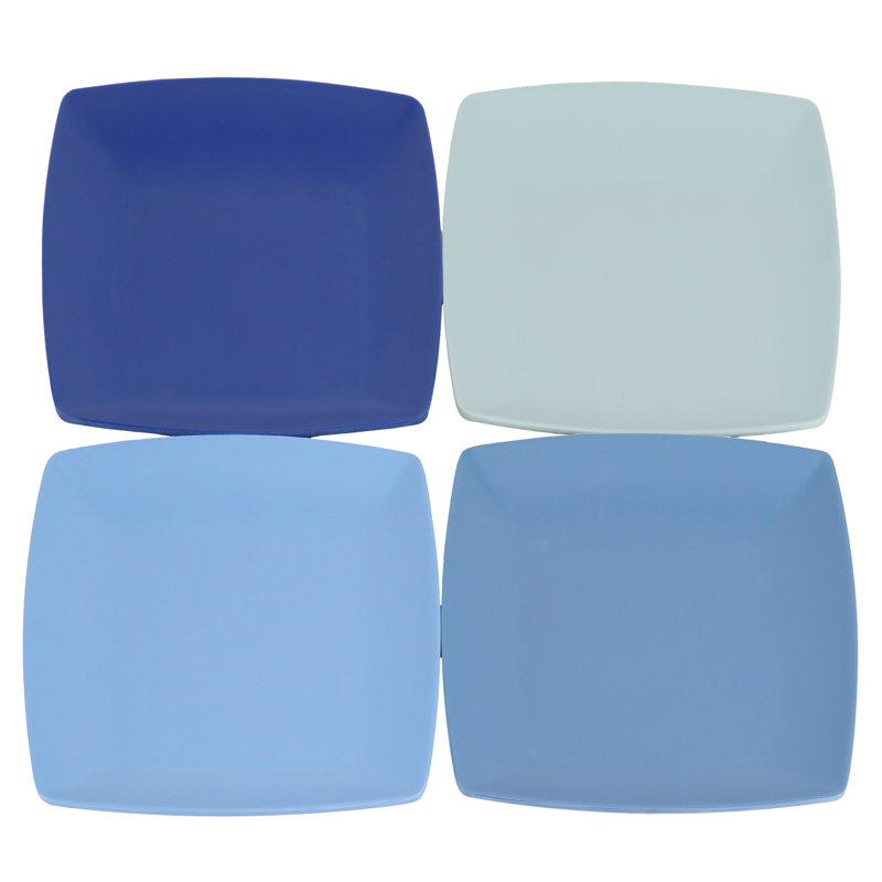 Ensemble de 4 assiettes carrées en mélamine de 10,5 pouces Gibson Home Grayson