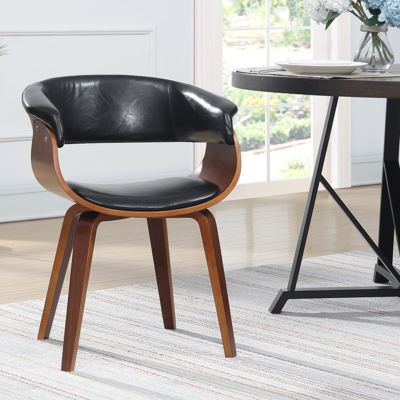 Baumgartner 18.1'' H Polyurethane Upholstered Walnut Armchair, Black