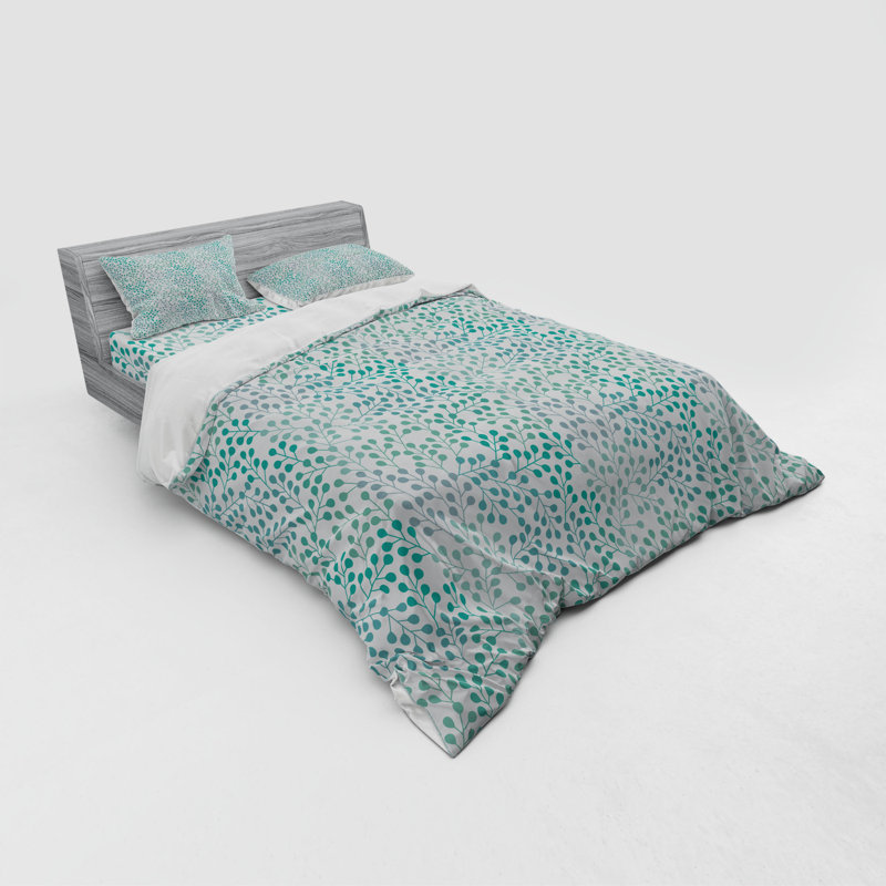 Leaves Modern & Contemporary Polyester Floral Duvet Cover, Queen Duvet Cover + 3 Additional Pieces