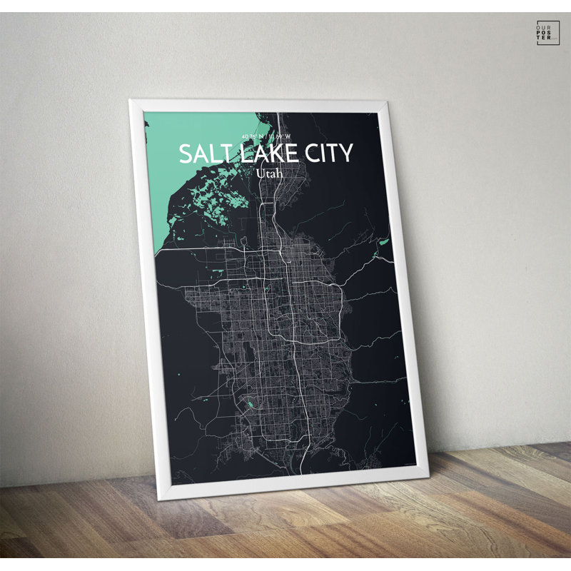 « salt lake city map », reproduction d’impression sur affiche en rêve, H 24 po x l 18 po