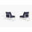White Aluminum Outdoor Armchair Conversation Set, Deep Sea Navy