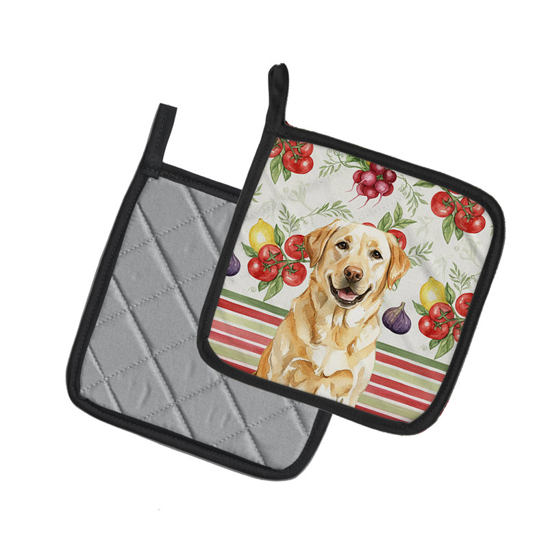 Paire de supports à casseroles jaunes Labrador Retriever