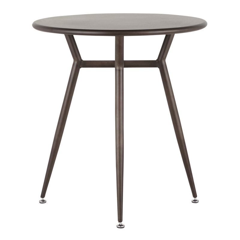 Clara Industrial Round Dinette Table In Antique Metal By, Brown