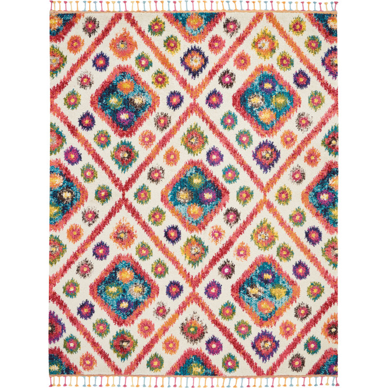Tapis ivoire Lucina Tribal Bohemian, Rectangle 7 pi 10 po x 10 pi 6 po
