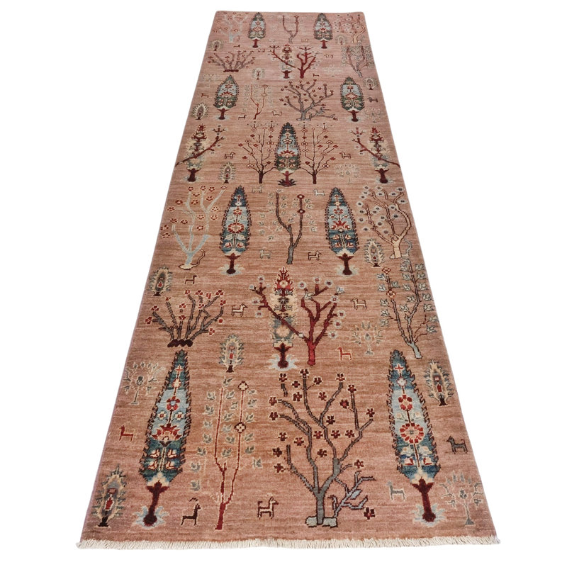 High-Quality Hand-Knotted Pink And Blue Area Rug