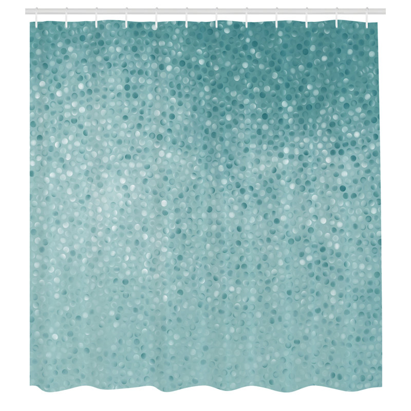 Mint Green Geometric Dot Print Fabric Shower Curtain