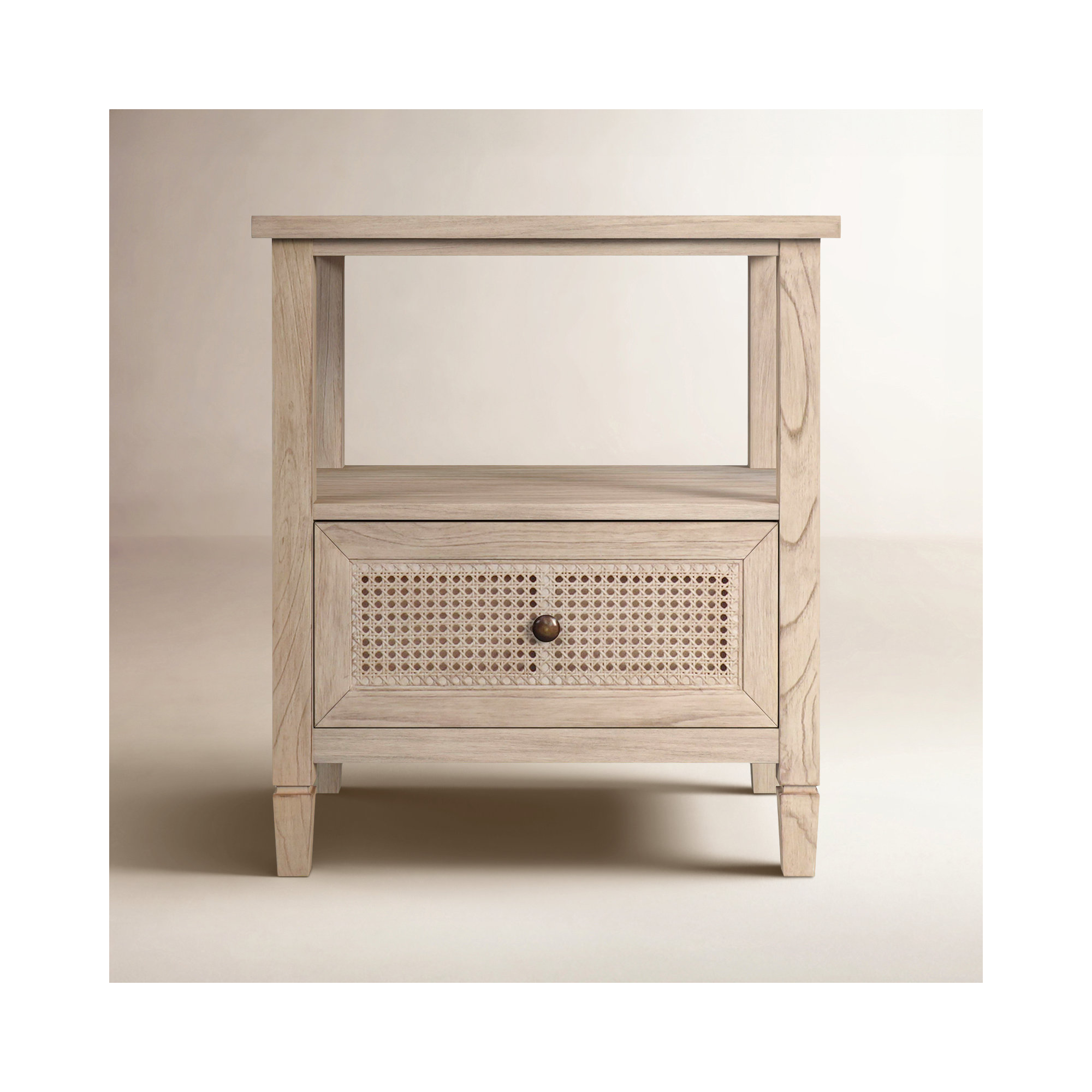 Charleston 1 - Drawer Cane Nightstand, Desert Sand
