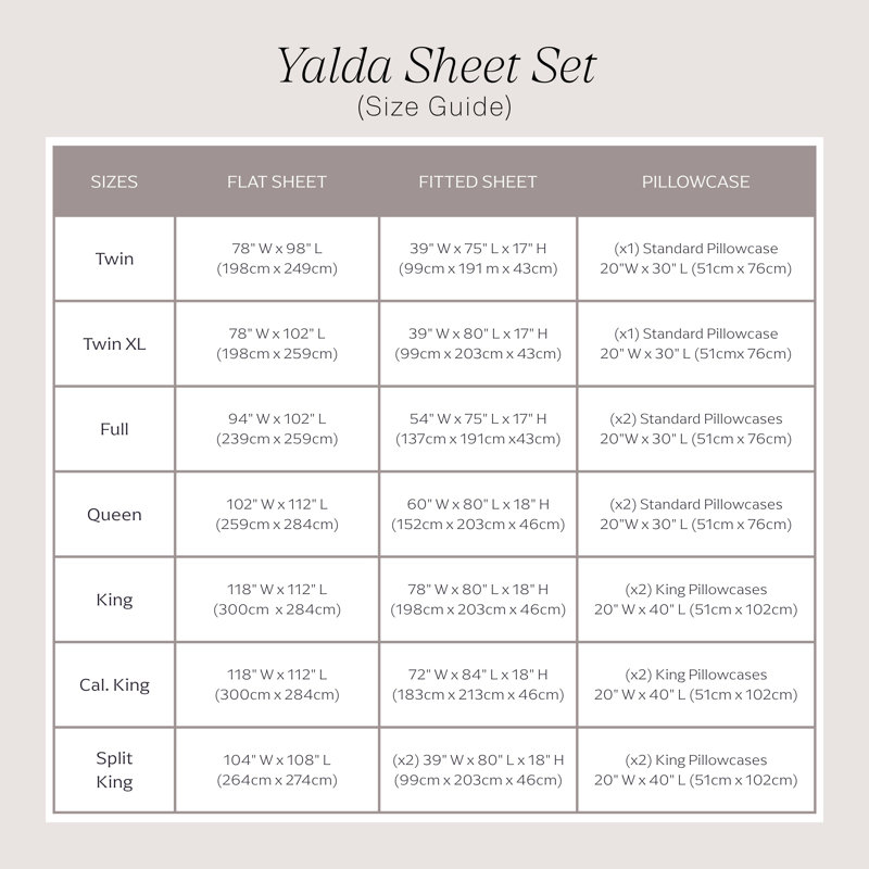 Yalda Egyptian Cotton Sateen Sheet Set , Ivory, Split King Sheet Set + 2 Pillowcases