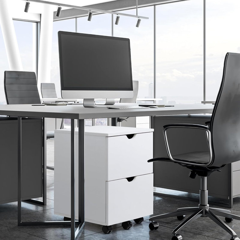 2-Drawer Mobile Wood File Cabinet, Storage Cabinet for Home, Under Desk Rolling File Cabinets