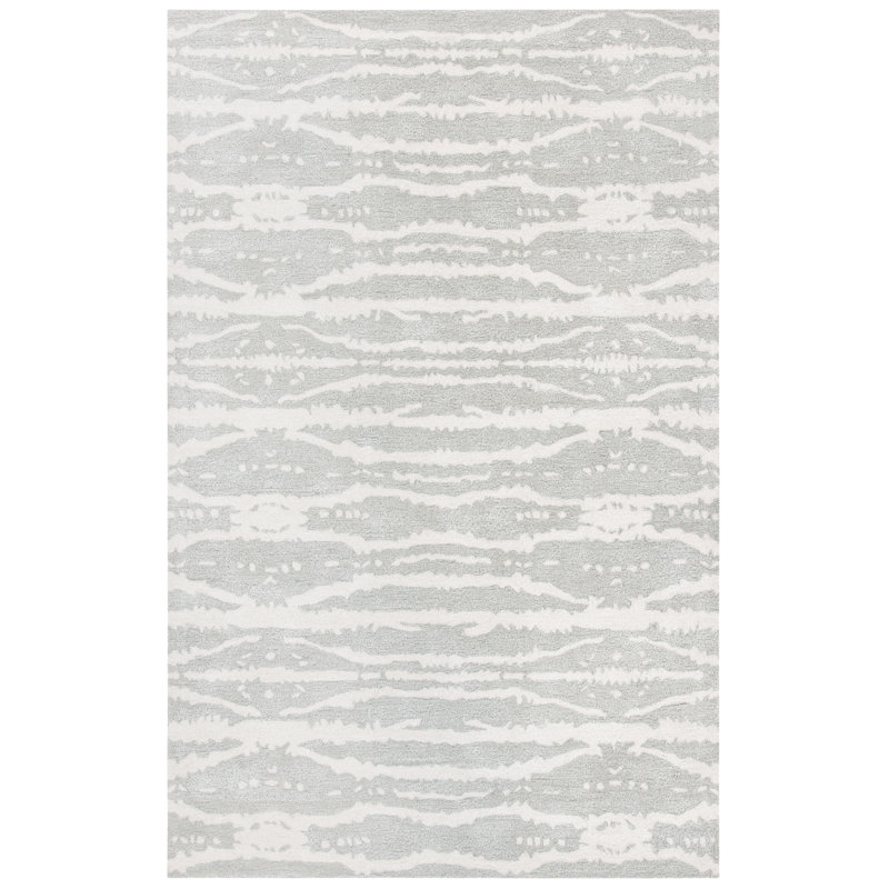 Tapis en viscose / laine touffeté à la main Valade en gris clair / ivoire, Rectangle 7 pi 6 po x 9 pi 6 po