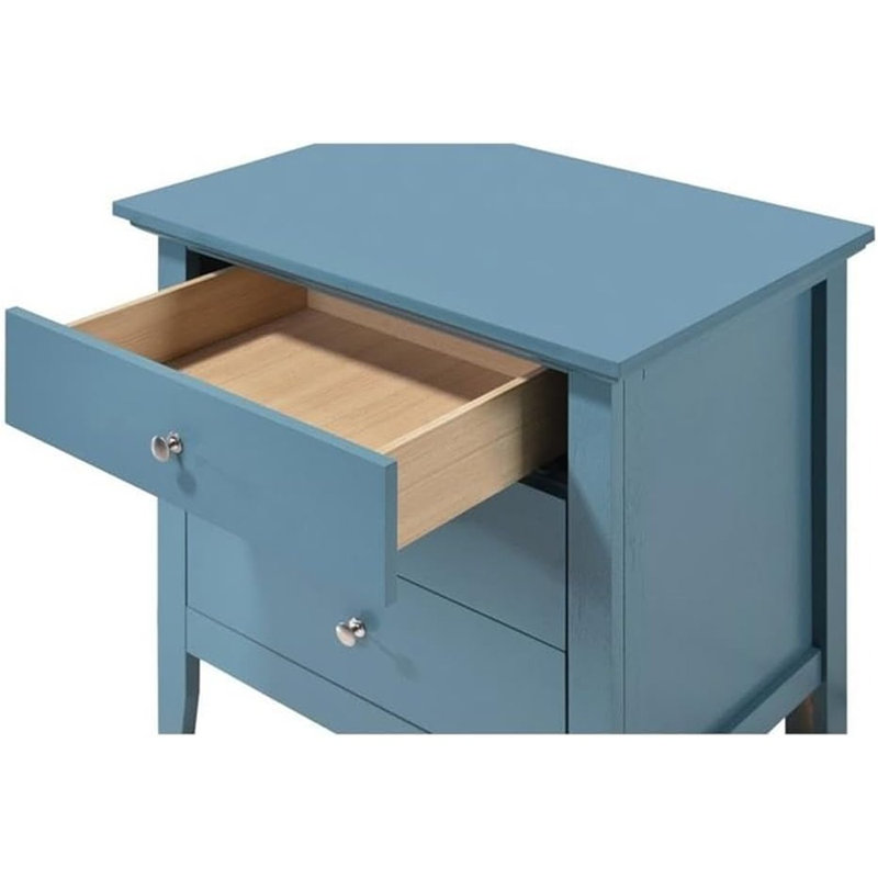 Table de chevet 3 tiroirs Hammond en bleu sarcelle