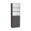 Bibliothèque à 2 portes avec tablettes supérieures, gris mat / blanc, parfaite pour un rangement organisé et élégant-130594880
