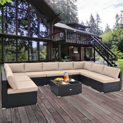 9 - Person Patio Conversation Set with Cushions