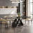 63''-94.5'' Extendable Rectangular Sintered Stone Dining Table Steel Legs, Black Modern Dining Table with Adjustable Foot Pads Seat 6-8