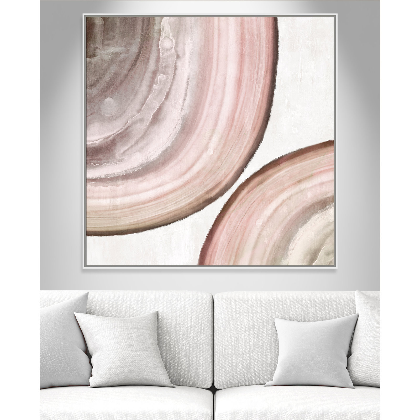Boyd "Endless Blush" Painting by Eva Watts, White Framed Canvas, 46.5" H x 46.5" W x 2" D