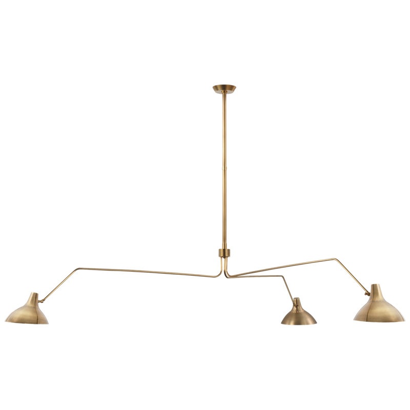 Aerin Charlton Triple Arm Chandelier, Hand-Rubbed Antique Brass, 13" H x 96" W x 96" D