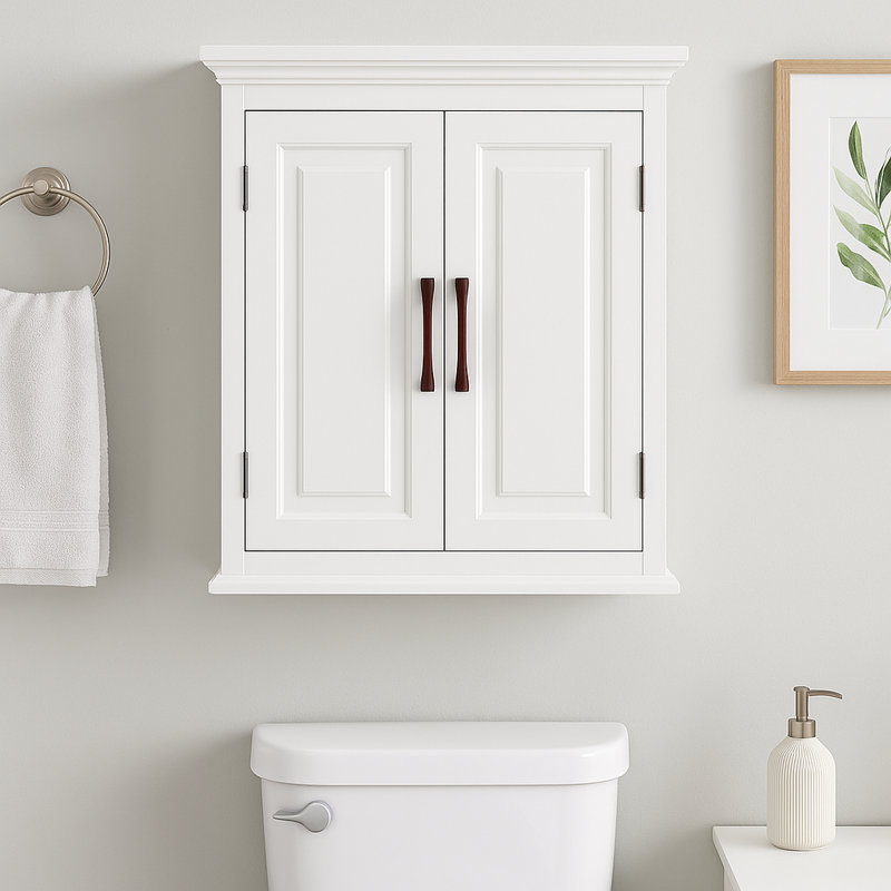 Armoire de rangement amovible à deux portes au-dessus de la toilette avec tablettes réglables Arapahoe