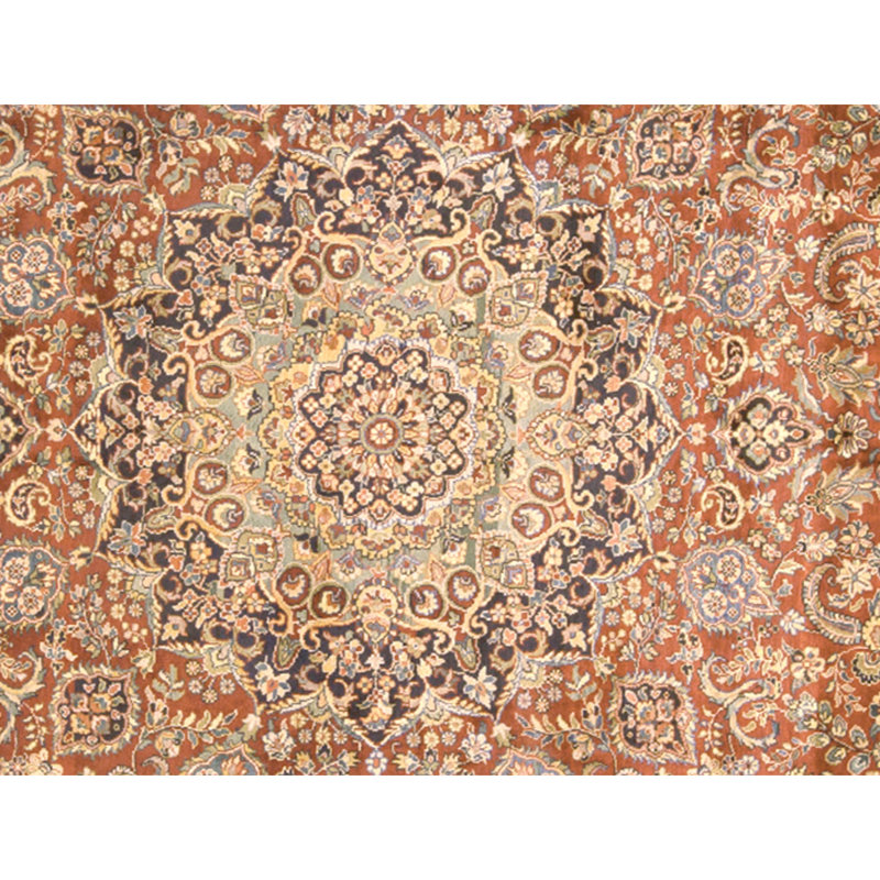 Tapis rouge et bleu noué à la main de haute qualité