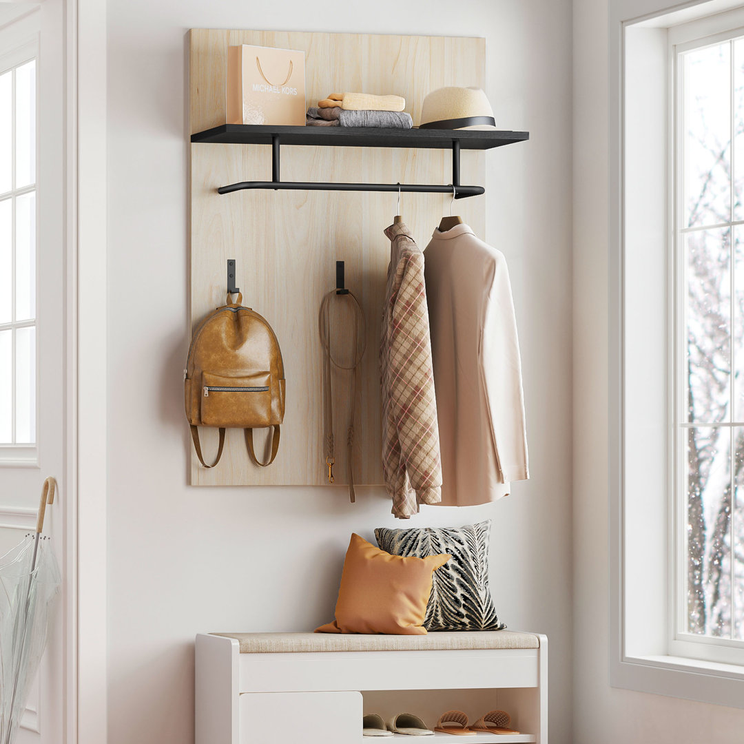 Beatrise 3 - Hook Wall Mounted Coat Rack With Storage Shelf & Hanging Coat Rail