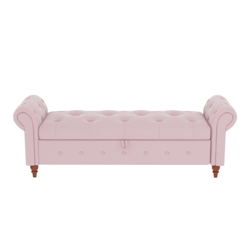 63" Bed Bench Soft Fabric, Pink