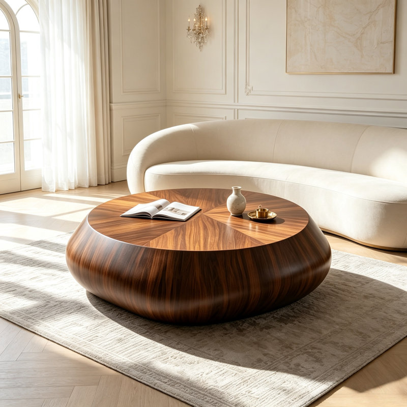 Table basse de 33,5 po de largeur à grain de bois Burled