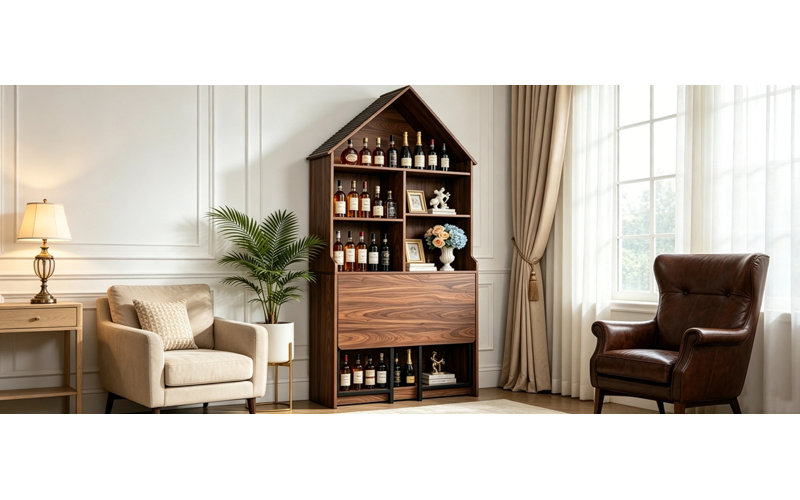 Bureau d'artisanat pliant avec tablettes de rangement, Noyer naturel