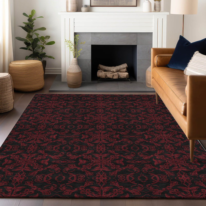 Premium Machine Washable Prisco Red Rug, Rectangle 2'6" x 3'10"