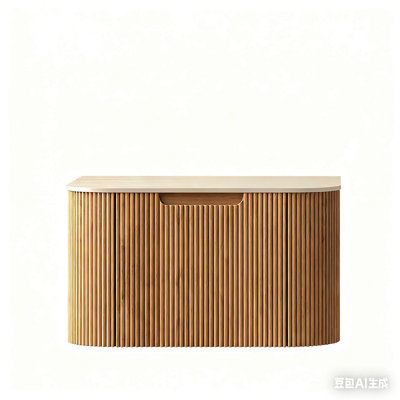 Armoire murale en contreplaqué 24 po avec 1 tiroir, comptoir en pierre frittée Roman Travertine, sans lavabo ni drain, couleur grain de bois