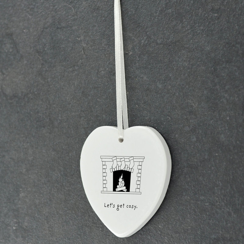 Lets Get Cosy Heart Shaped Ceramic Ornament