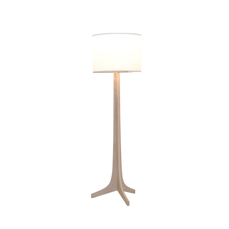 Lampe sur pied 59 po Nauta, Lin blanc, Chêne blanc délavé/laiton brossé