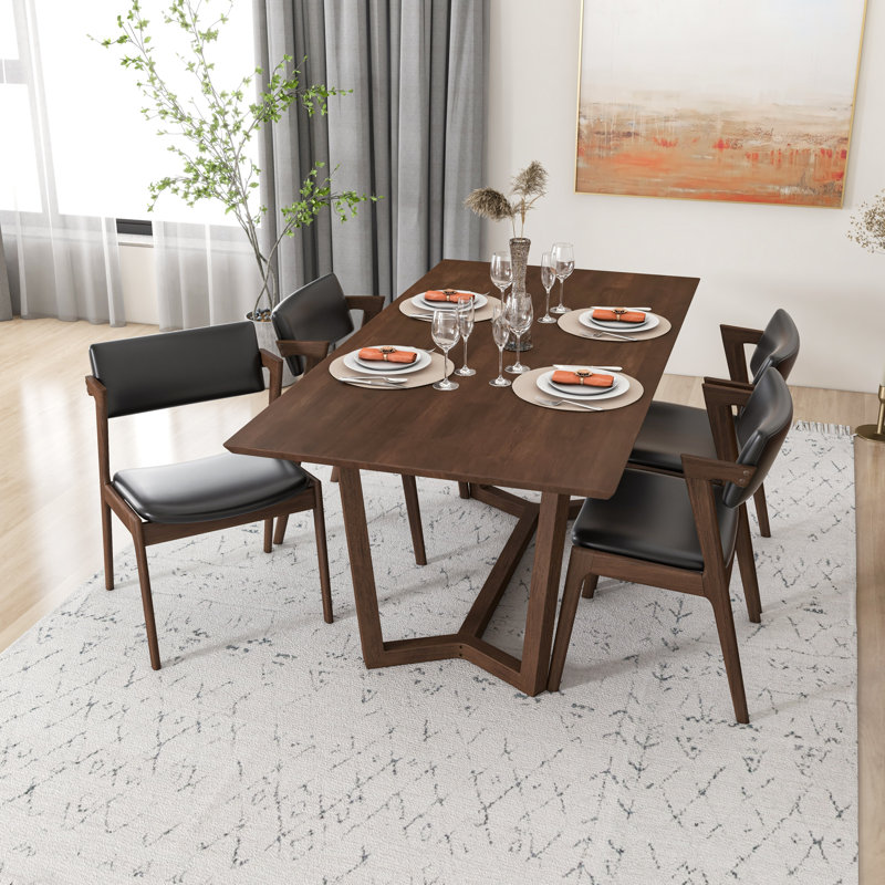 Ensemble de salle à manger en bois d'eucalyptus pour 4 personnes Kimira