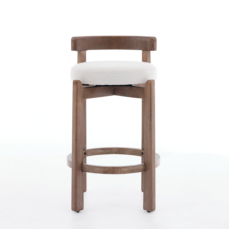 Tabouret de bar à hauteur de comptoir, lin, ensemble de 2, beige